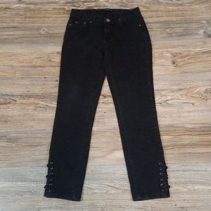 Vintage Black Denim Tie Detail Skinny Jeans